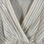 ZARA  White Striped V-Neck Kimono Sleeve Accordion Trim Cropped Top Women Sz S Photo 4