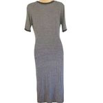 Popular 21 NWOT Women Black White Striped Stretch Bodycon Midi Dress Size Large Photo 2