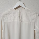 Madewell ‎ Blouse Silk Size XS Quilted Long Sleeve Top Ivory Photo 5