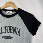 Romwe  California Gray & Black Baseball Crop T-Shirt S Photo 2