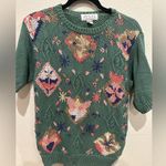 Petite Sophisticate Vintage Crew Neck Sweater with Floral Design Photo 0