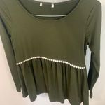 Womens Green Ruffle Long Sleeve Size M Photo 1
