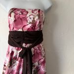 Studio Y  Y2K Size Medium Pink Brown‎ Strapless Floral Mini Dress Photo 2