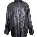 Vintage Leather Coat Jacket Black 80’s 90’s L Large M Medium Photo 1