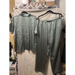 Nicole Miller NWT  Hammered Satin Pajama Set Pants Size XL In Mineral Jade Woman Photo 4