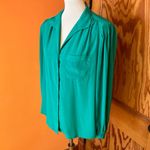 Vtg 80s green dressy blouse Size 14 Photo 5