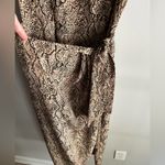 VINTAGE 90’s animal print snake wrap style midi dress sophisticated safari chic Black Size 8 Photo 4