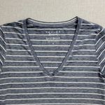 Lucky Brand Womens Top Size S Blue White Striped Classic V-Neck Short Sleeve Photo 8