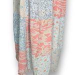Vintage 90s Maxi Dress Multicolor Blue Baby Pink Floral Patchwork Short Sleeve Size M Photo 2