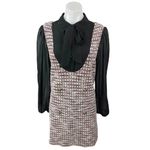 Julia Jordan Black Multicolor Tweed Bow Tie Pinafore Sleeves Mini Shirt Dress 8 Photo 2