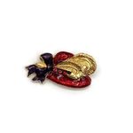 Vintage Olit Co USA Red Stones Gold Tone Brooch 1.6”& Oriental Necklace Multiple Photo 6