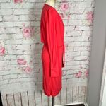 Reiss  Grace pink salmon watermelon colored long sleeve true wrap dress Photo 6