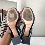 Joseph Heels Red Black Leather Knotted Two-Tone Block Heel Sandals Size 36 Photo 6