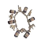 Vtg Hand Painted Beads & Silver Zoo Animal Dangle Charm Bracelet Women Jewelry Photo 2