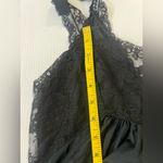 Vintage 1970s Montgomery Ward Elegant Black nylon sheer Lace Trim slip Dress Size M Photo 6