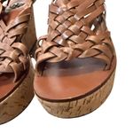 Tory Burch Killian Brown Leather Strappy Woven Cork Platform Wedge Sandals 9.5 Photo 3