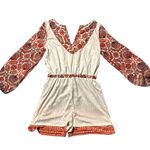 GB Floral/Paisley Print Romper Long Sleeve Drawstring Waist Boho Chic Size Large Photo 10