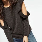 ZARA Knit Ruffle Cold Shoulder Sweater Gray Womens Size Small Photo 0