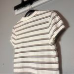 Old Navy Vintage  Polo Shirt Striped Cream Brown Green Blue Womens Size Large Y2K Photo 6