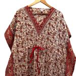ROYAL PAISLEY Women's Kantha Style Kaftan Dress Red Cream Paisley Print One Size Size undefined Photo 1