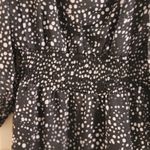 Steve Madden  V-Neck Long Sleeve Dot Smocked Waist Minidress  Size L Photo 4