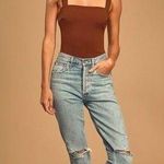 Lulus Basics Symbolize Bodysuit Brown Sleeveless Square Neck Stretch Women SMALL Photo 0
