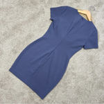 Likely Manhattan Mini Dress Bodycon Shortsleeve Crew Neck in Steel Blue Size 4 Photo 4