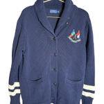 Ralph Lauren Polo VINTAGE 1991 Cross Flags Shawl Cotton Cardigan Women L Photo 0