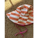 Aerie Orange/White Checkerboard Stripe Bucket Sun Hat Beach Pool Summer One Size Photo 1