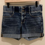 Apt. 9  Stretch Acid Wash Dark Denim Mid Rise Cuffed Midi Short Size 8 Photo 0