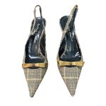 Bettye Muller  Cream Plaid Fabric Slingback Pumps Sz 41 Photo 4