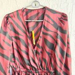 ZARA  burgundy black zebra mini satin dress small long sleeve women S Photo 1