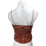 superdown Stevie Brown Faux Vegan Leather Sleeveless Ruched Camisole Cami Top XS Photo 1