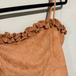 FIKA THE BRAND SUEDE RUFFLE TAN BROWN MINI DRESS SIZE M Size M Photo 2