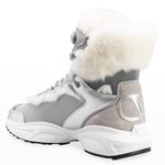 Valentino Garavani Valentino VLogo Metallic Silver Ivory Shearling & Leather High-Top Sneakers Photo 2