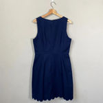 J.Crew NWT Sleeveless Basketweave Scallop-Edge Sheath Dress Women’s 8 Navy Blue Photo 2