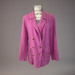 Free People NWT  Pink Linen Blend Double Breasted Tie‎ Back Blazer Jacket - M Photo 1