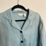 J.Jill  Jacket Topper Button Front Shirt 100% Linen Flax Seafoam Green Small Photo 2