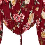 Altar'd State Boho Floral Off Shoulder Crop Top Longsleeve Tie Front Women Medium Photo 3