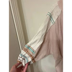 Free People Embroidered Bubble Sleeve Thermal Top V Neck Small Ballet Pink Small Photo 2