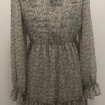 Allison & Kelly Nwt  Floral Long Sleeve Dress Size M Sage Color Ruffle Trim Photo 5