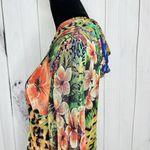 Simon Chang Floral Animal Print Over Mesh Hooded Jacket Size S Full Zip Photo 6