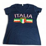 Ideal T Italia Italy Navy Blue Cotton V Neck T Photo 0