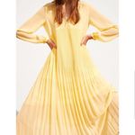 ZARA NEW  pleated flowy yellow maxi midi dress L Photo 5