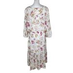Indigo Rose White and Pink Floral Boho Midi Dress Size Large Wedding Guest Dress Photo 1