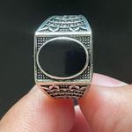 Obsidian stone S925 silver men women ring size 7 Photo 3