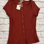 Free People  most wanted cardi top rust red Ribbed Button-Up  shirt NWT S Photo 0