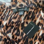 INC New  Animal Print Mesh Ruched V-Neck Short Sleeve Shirt Brown Black Photo 10