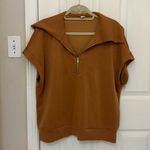 Anrabess Short Sleevr Quarter Zip Sweatshirt Top Brown Size XL Photo 1