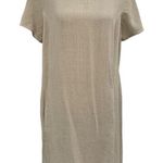 Fridaze 100% Linen Short Sleeve Shirt Dress Pockets Lagenlook Tan size Medium Brown Photo 0